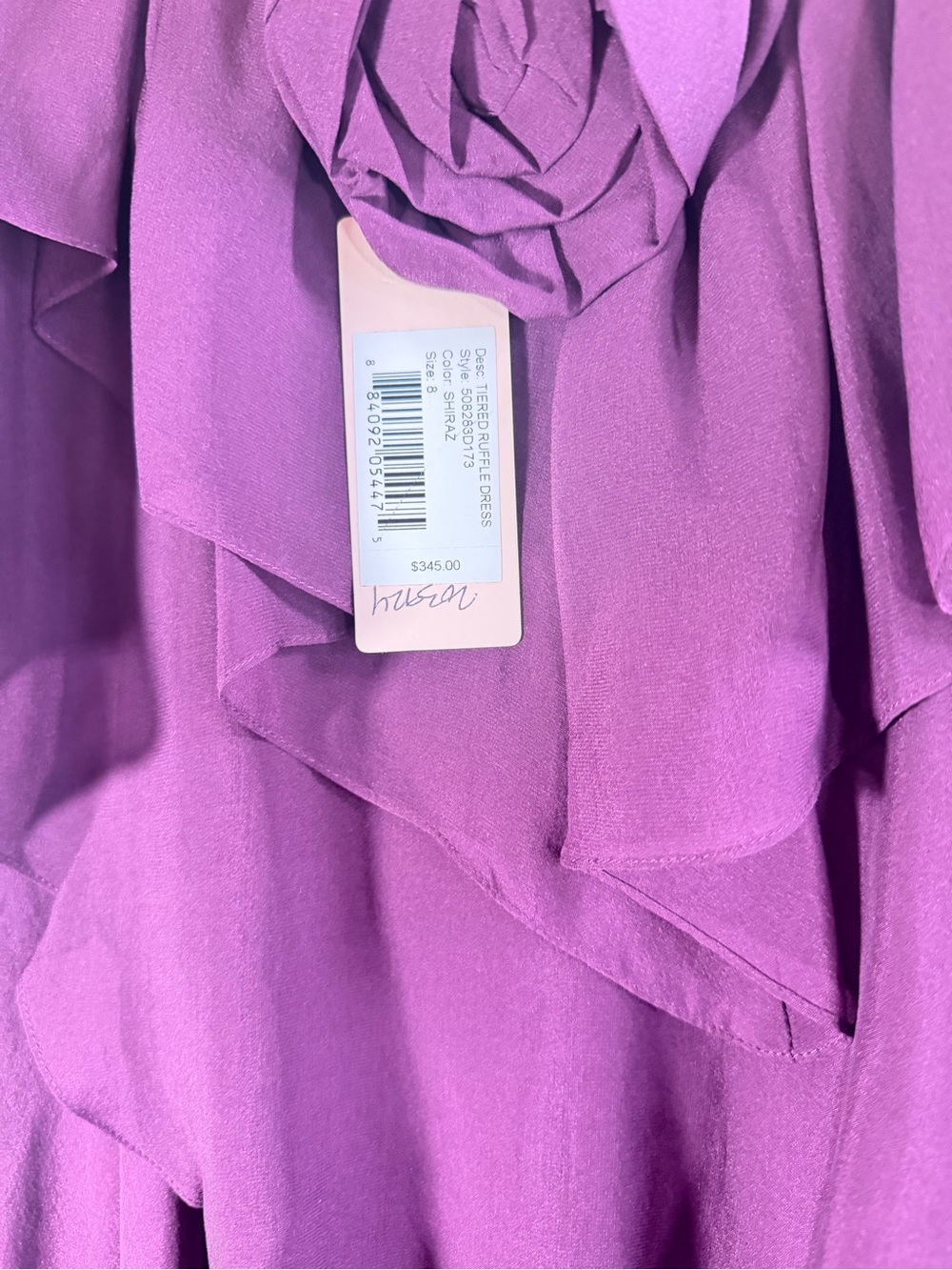 Rebecca Taylor Silk Plum Ruffled Chiffon Spaghetti Strap Dress 8 NWT MSRP $345 - Picture 2 of 5